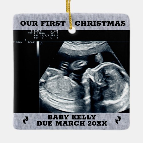 Pregnancy Announcement expecting parents 2 photo  Ceramic Ornament