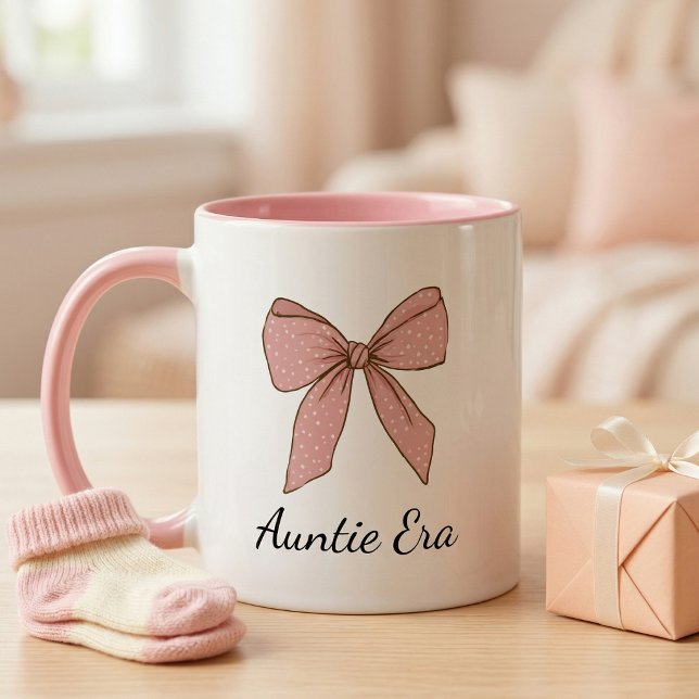 Pregnancy Announcement Gift For Aunt Proud Bow Two-Tone Coffee Mug (Creator Uploaded)