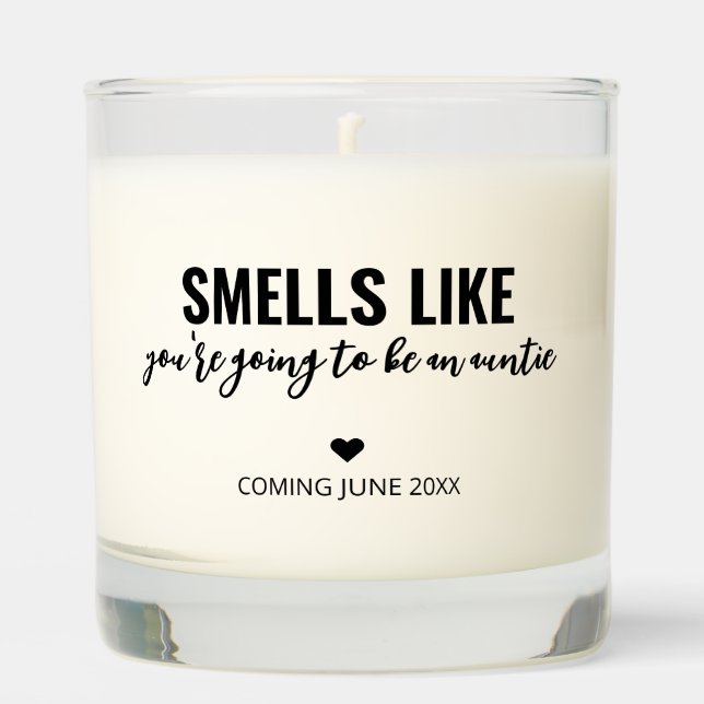 Pregnancy Announcement Gift for Aunt Vanilla Scented Candle (Front)