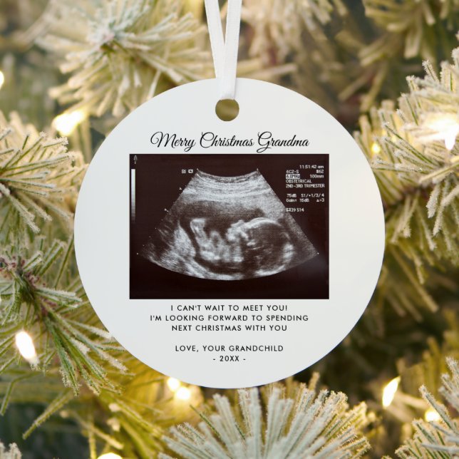 Pregnancy Announcement Grandma Christmas Keepsake Metal Ornament (Insitu)