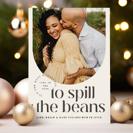 Pregnancy Announcement Holiday Card - Spill Beans