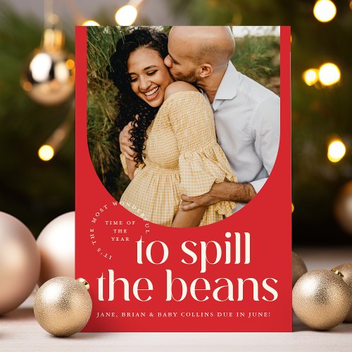 Pregnancy Announcement Holiday Card _ Spill Beans