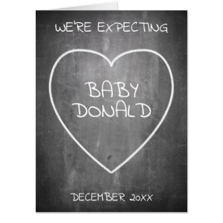 Pregnancy announcement in chalkboard style card