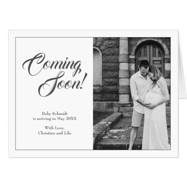 Pregnancy announcement in classic style card (Front Horizontal)