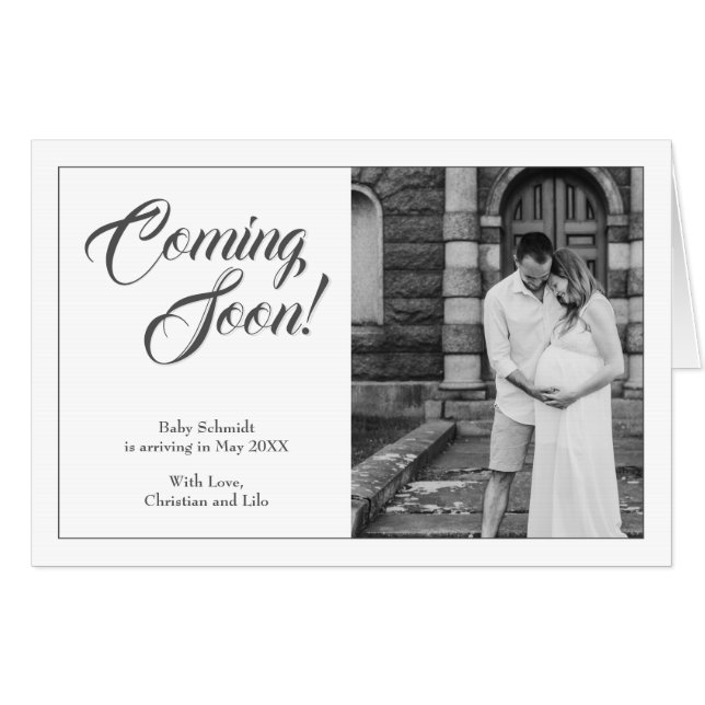 Pregnancy announcement in classic style card (Front Horizontal)