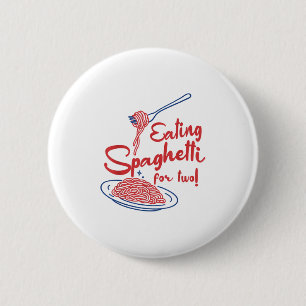 Pregnancy Announcement Italian Mom Eating Spaghett Button