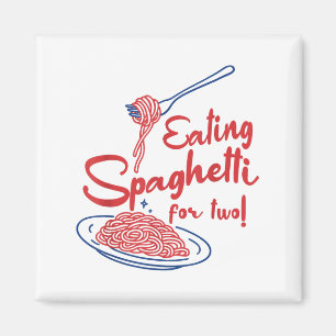 Pregnancy Announcement Italian Mom Eating Spaghett Magnet