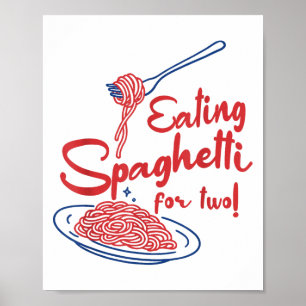Pregnancy Announcement Italian Mom Eating Spaghett Poster
