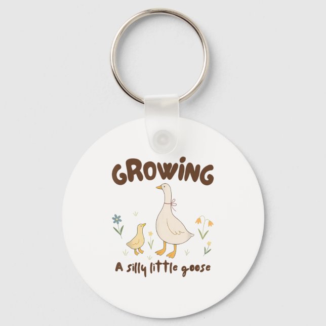 Pregnancy Announcement Mom Growing A Silly Little  Keychain (Front)
