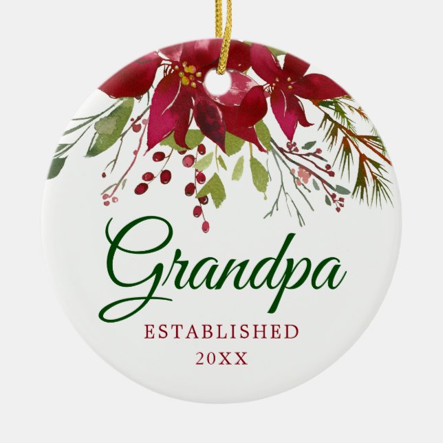 Pregnancy Announcement | New Grandpa Gift Ceramic Ornament (Front)