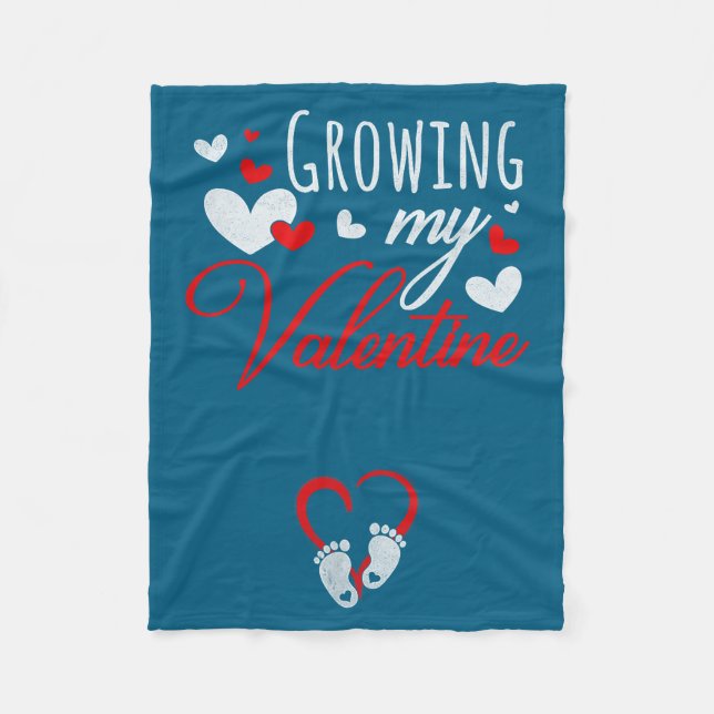 Pregnancy Announcement New Mom Growing My Valentin Fleece Blanket (Front)