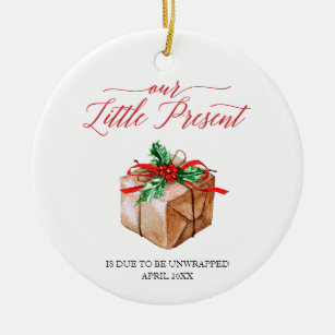 Pregnancy Announcement Our Little Present Custom Ceramic Ornament