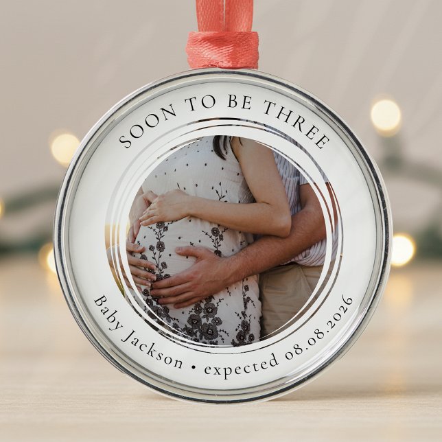 Pregnancy Announcement Photo Keepsake Metal Ornament (Creator Uploaded)