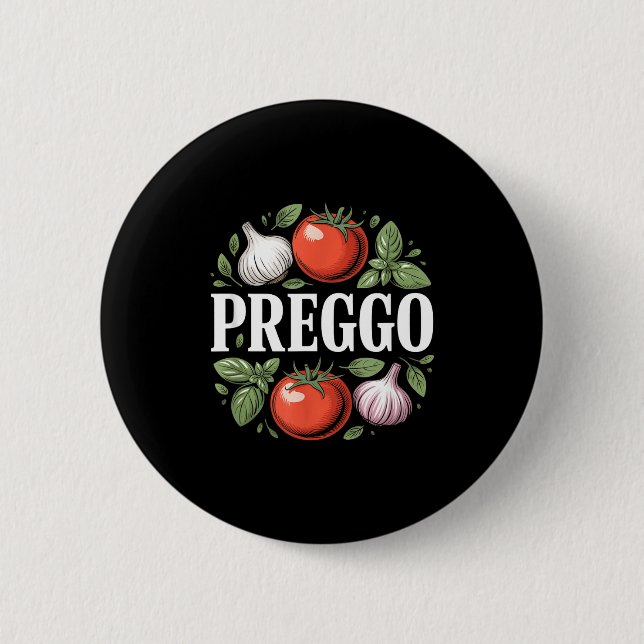 Pregnancy Announcement Prego Pasta Sauce Funny Pre Button (Front)