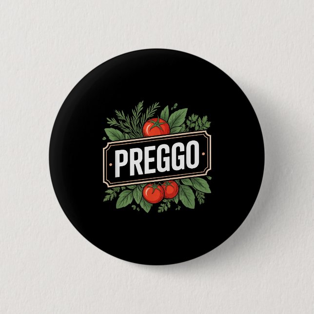 Pregnancy Announcement Prego Pasta Sauce Funny Pre Button (Front)