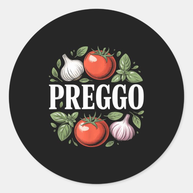 Pregnancy Announcement Prego Pasta Sauce Funny Pre Classic Round Sticker (Front)