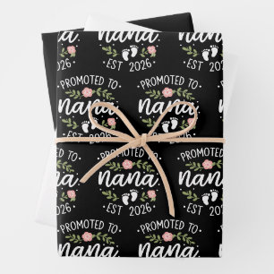 Pregnancy Announcement Promoted to Nana 2026 Wrapping Paper Sheets