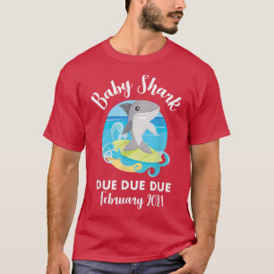 Pregnancy Announcement Shark  Baby due due Februar T-Shirt