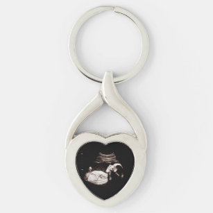 Pregnancy Announcement Sonogram Mon to Be Heart Keychain