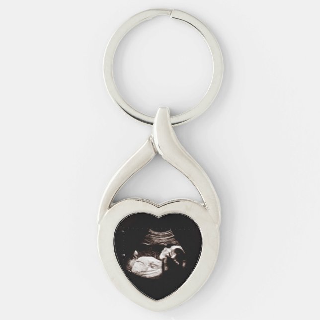 Pregnancy Announcement Sonogram Mon to Be Heart Keychain (Front)