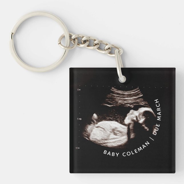 Pregnancy Announcement Sonogram New Arrival Photo Keychain (Front)