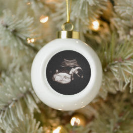 Pregnancy Announcement Sonogram Ultrasound Photo Ceramic Ball Christmas Ornament
