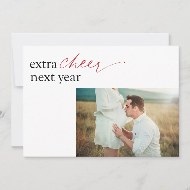 Pregnancy Announcement Surprise Flat Holiday Card (Front)