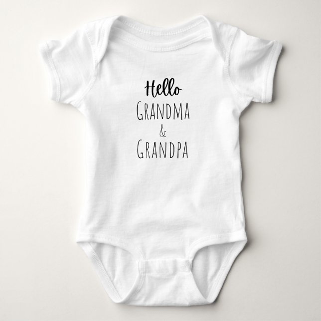 Pregnancy Announcement to Grandparents, hello  Baby Bodysuit (Front)