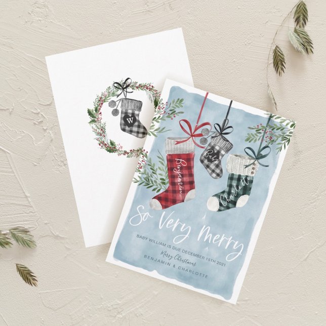 Pregnancy Announcement Watercolor Family Stockings (Creator Uploaded)
