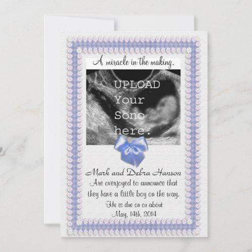 Pregnancy announcement with ultrasound photo
