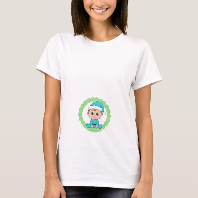 Pregnancy Announcement Woman Christmas Santa Costu T-Shirt (Front)