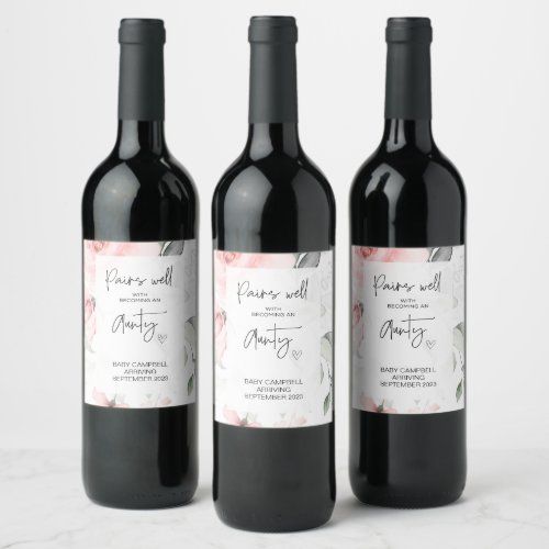 Pregnancy Baby Announcement Aunt to Be New Aunty Wine Label