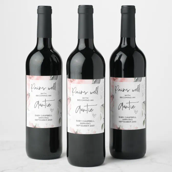 Pregnancy Baby Announcement Aunty to Be Mom to Be Wine Label | Zazzle.com