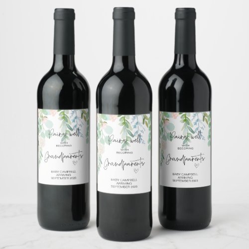 Pregnancy Baby Announcement Grandparents to Be Win Wine Label