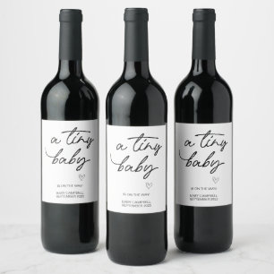 Pregnancy Baby Announcement Tiny Baby Mom To Be Wine Label