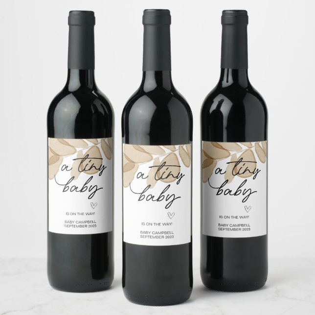 Pregnancy Baby Announcement Tiny Baby Mom To Be Wine Label (Bottles)