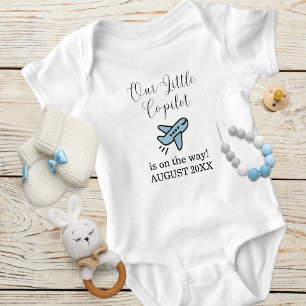 Pregnancy Baby Boy Airplane Little Co-Pilot Custom Bodysuit