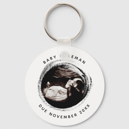 Pregnancy Baby Sonogram Ultrasound Photo Due Date Keychain
