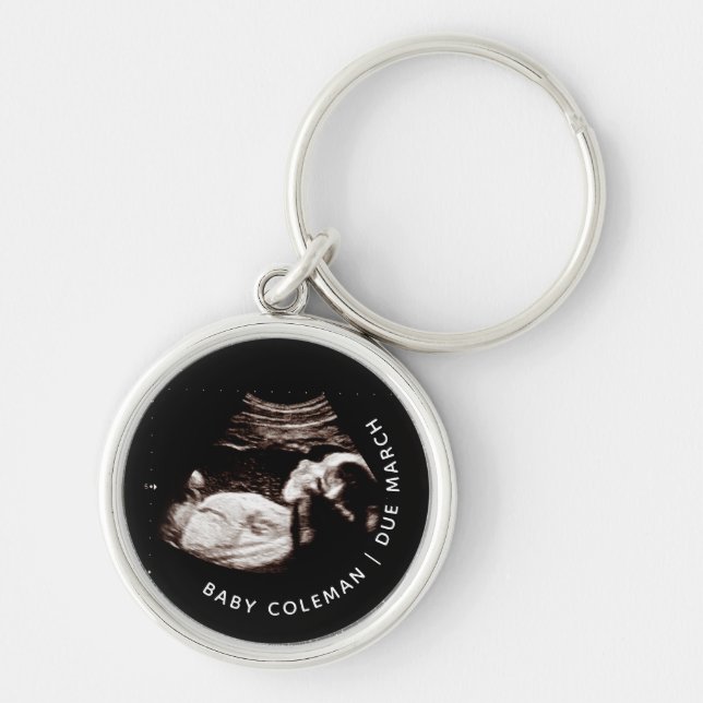 Pregnancy Baby Sonogram Ultrasound Photo New Mom Keychain (Front)