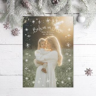 Pregnancy Believe in Magic Maternity Photo Holiday Card
