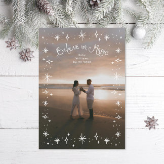 Pregnancy Believe in Magic Maternity Photo Holiday Card