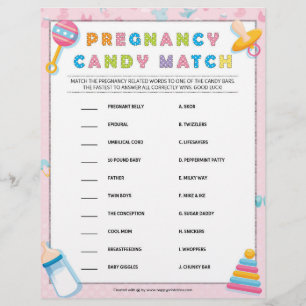 Pregnancy Candy Match [Baby Basics Pink] Letterhead