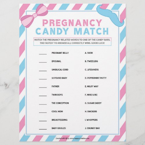 Pregnancy Candy Match Gender Surprise Letterhead