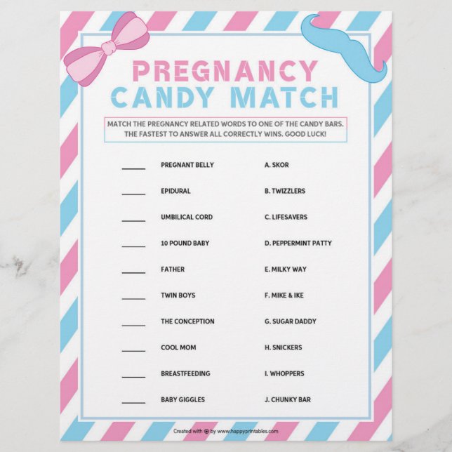 Pregnancy Candy Match [Gender Surprise] Letterhead (Front)