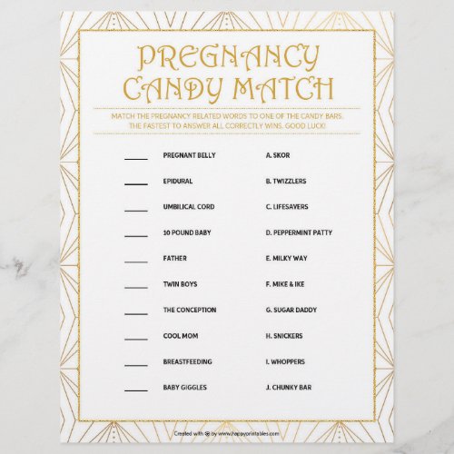 Pregnancy Candy Match Golden Lines Letterhead