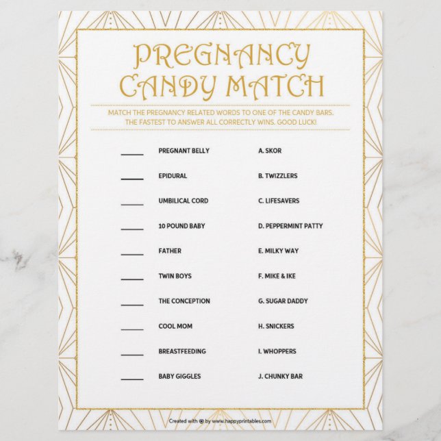 Pregnancy Candy Match [Golden Lines] Letterhead (Front)