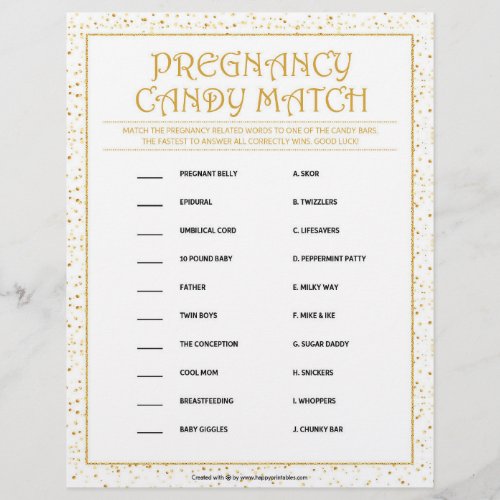 Pregnancy Candy Match Golden Sparkles Letterhead