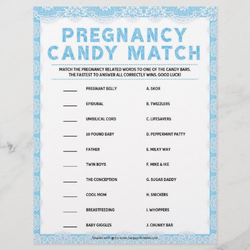 Pregnancy Candy Match Luxury Lace Blue Letterhead