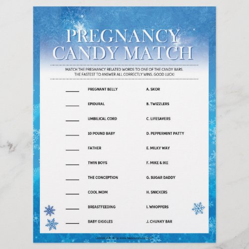 Pregnancy Candy Match Snowy Blue Letterhead