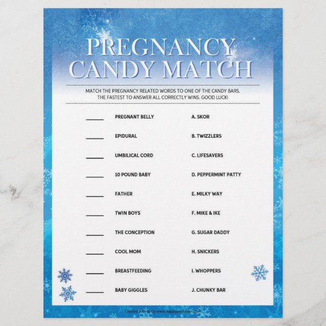 Pregnancy Candy Match [Snowy Blue] Letterhead (Front)